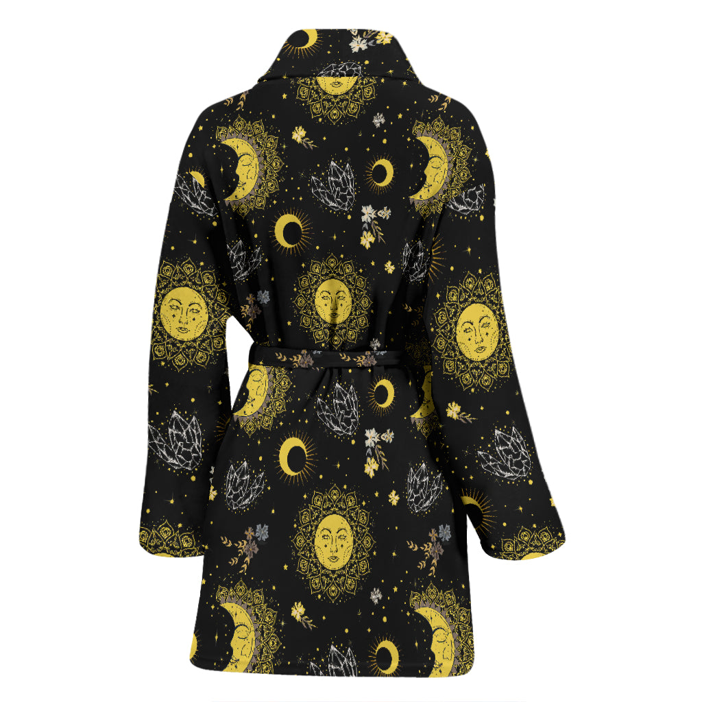 Sun Moon Print Design LKS301 Women Bathrobe