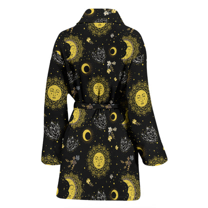 Sun Moon Print Design LKS301 Women Bathrobe