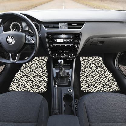 Lotus Pattern Print Car Floor Mats Front Back