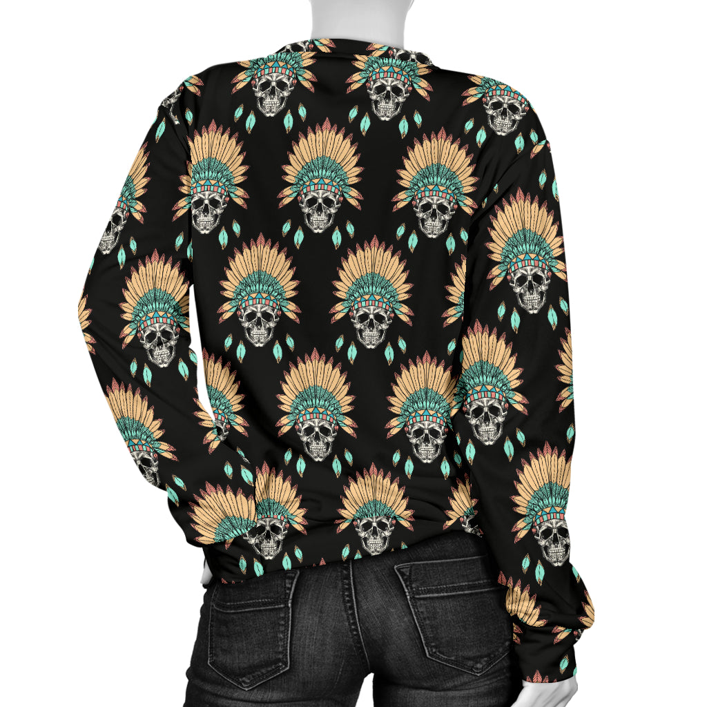 American indian Skull Pattern Women Long Sleeve Sweatshirt