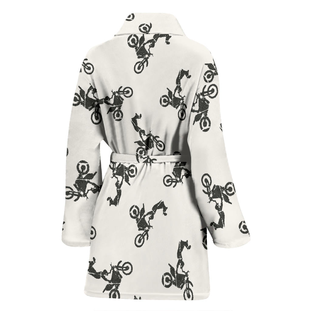Motocross Pattern Print Design 03 Women Bathrobe