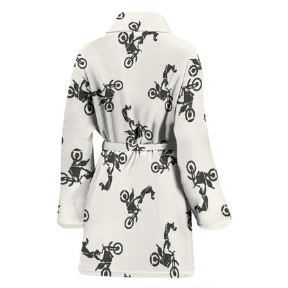 Motocross Pattern Print Design 03 Women Bathrobe
