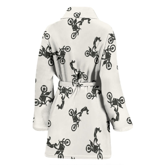 Motocross Pattern Print Design 03 Women Bathrobe