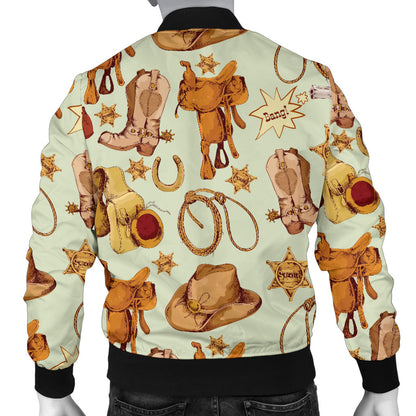Western Cowboy Design Pattern Men Bomber Jacket