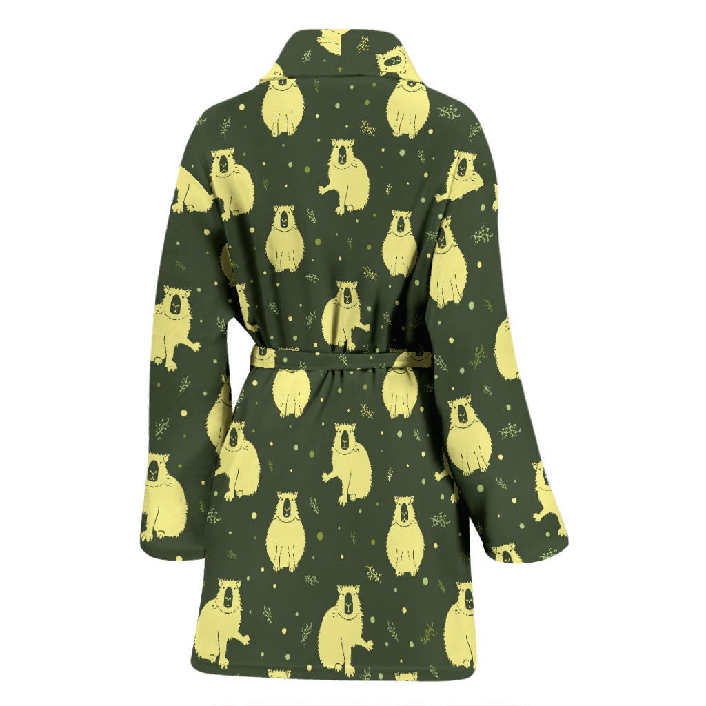 Capybara Pattern Print Design 03 Women Bathrobe