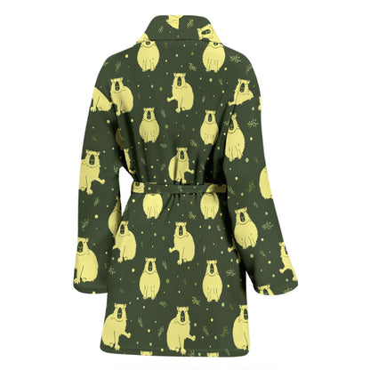 Capybara Pattern Print Design 03 Women Bathrobe