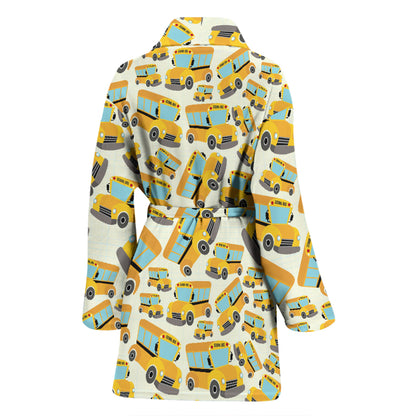School Bus Print Design LKS301 Women Bathrobe