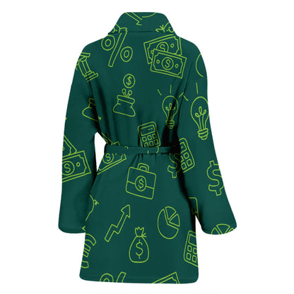 Accounting Financial Pattern Print Design 02 Women Bathrobe