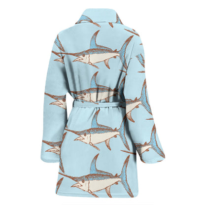 Swordfish Pattern Print Design 01 Women Bathrobe