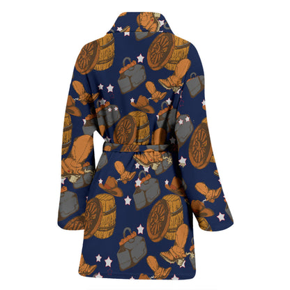 Cowboy Pattern Print Design 03 Women Bathrobe