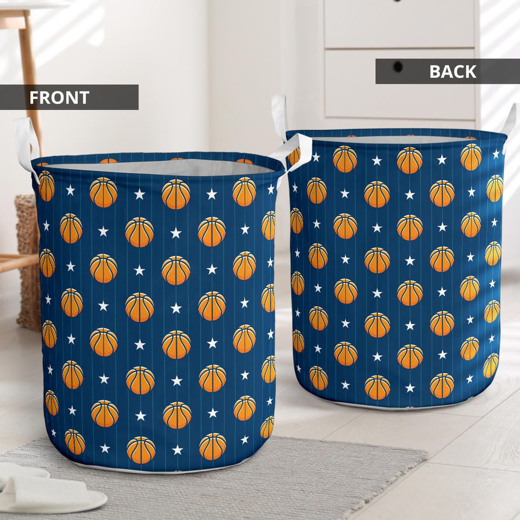 Basketball Star Print Pattern Laundry Basket