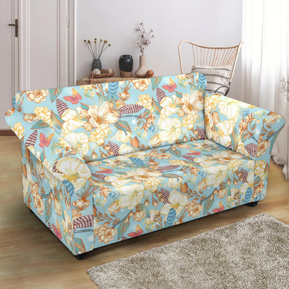 Summer Floral Print Design LKS302 Loveseat Couch Slipcover