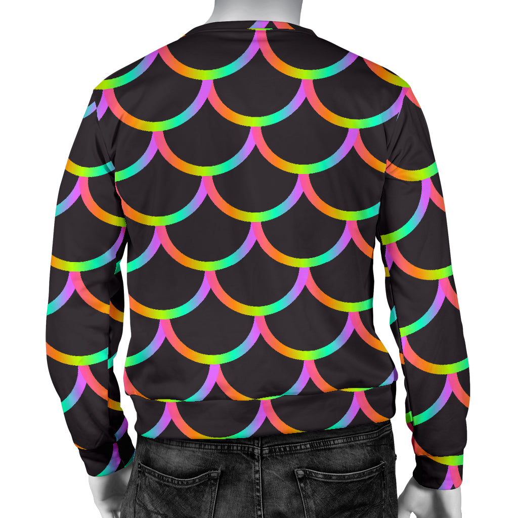 Mermaid Tail Rainbow Design Print Men Long Sleeve Sweatshirt