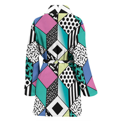 90s Pattern Print Design 3 Women Bathrobe