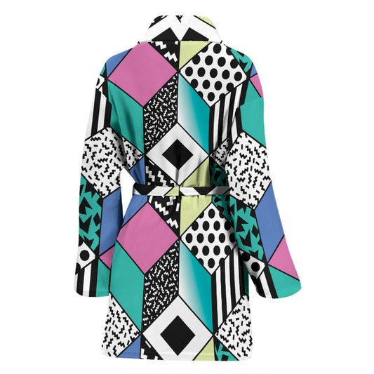 90s Pattern Print Design 3 Women Bathrobe