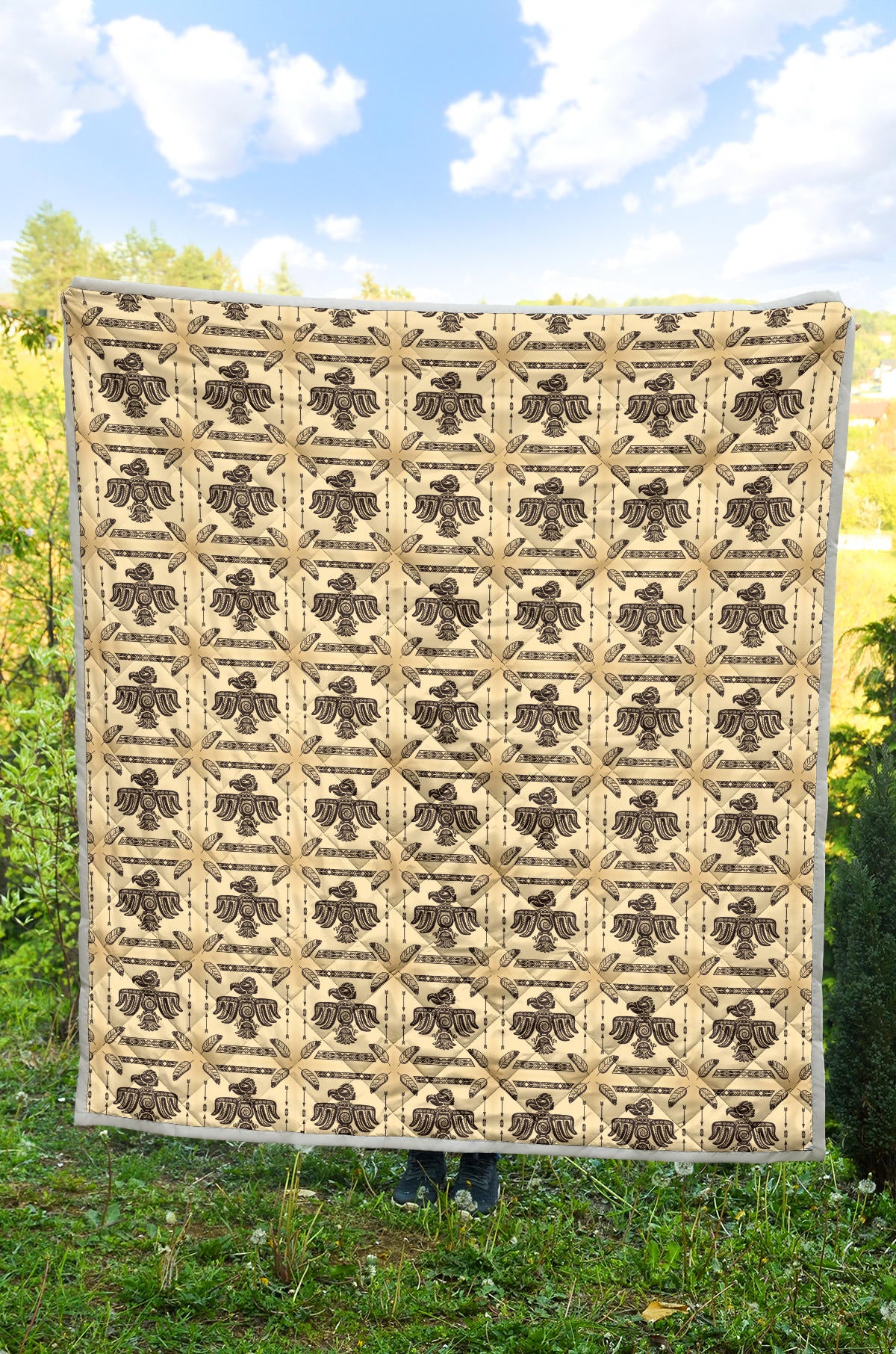 Native American Themed Design Print Quilt Bedspread