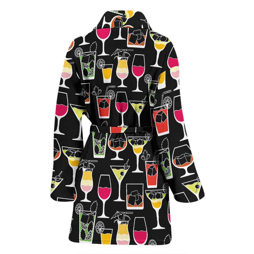 Cocktail Pattern Print Design 01 Women Bathrobe