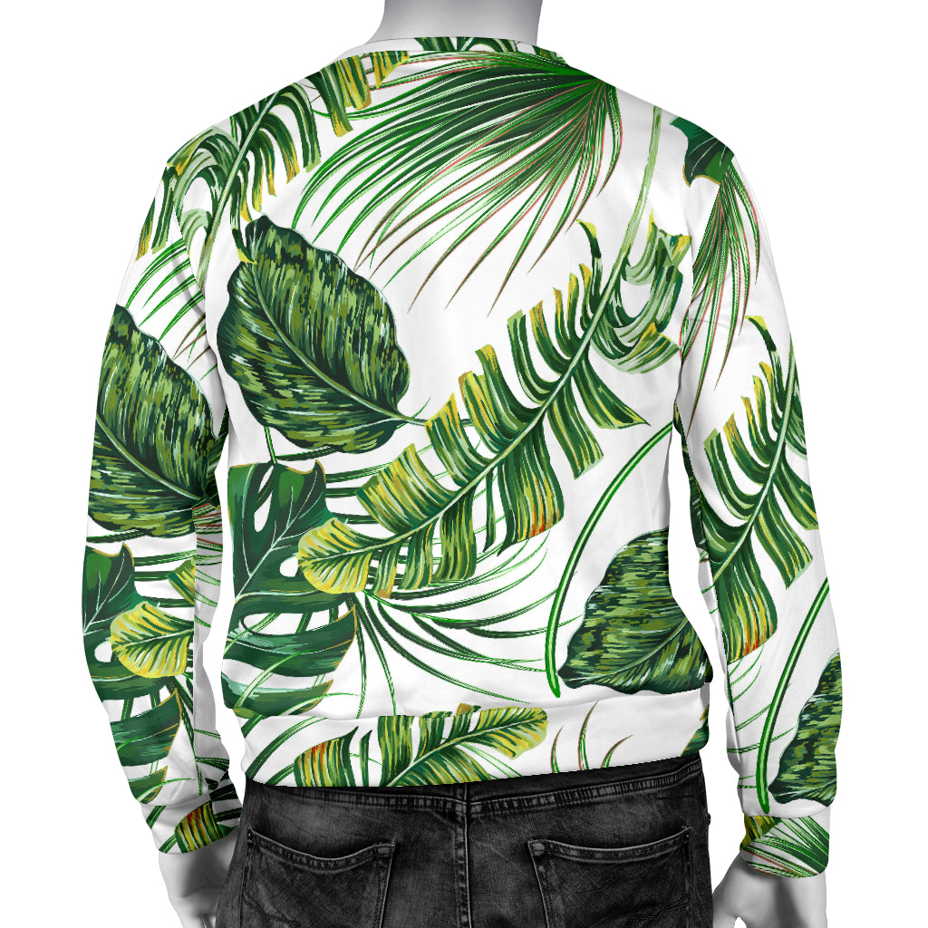 Green Pattern Tropical Palm Leaves Men Long Sleeve Sweatshirt