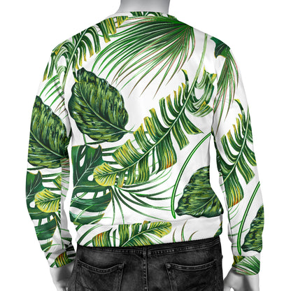 Green Pattern Tropical Palm Leaves Men Long Sleeve Sweatshirt