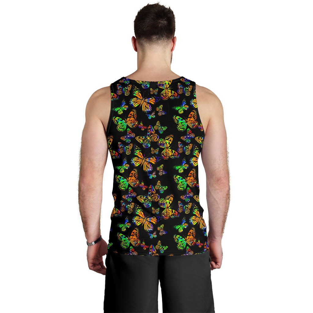 Butterfly Neon Color Print Pattern Men Tank Top