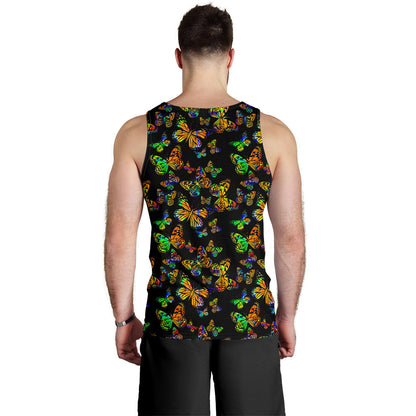 Butterfly Neon Color Print Pattern Men Tank Top