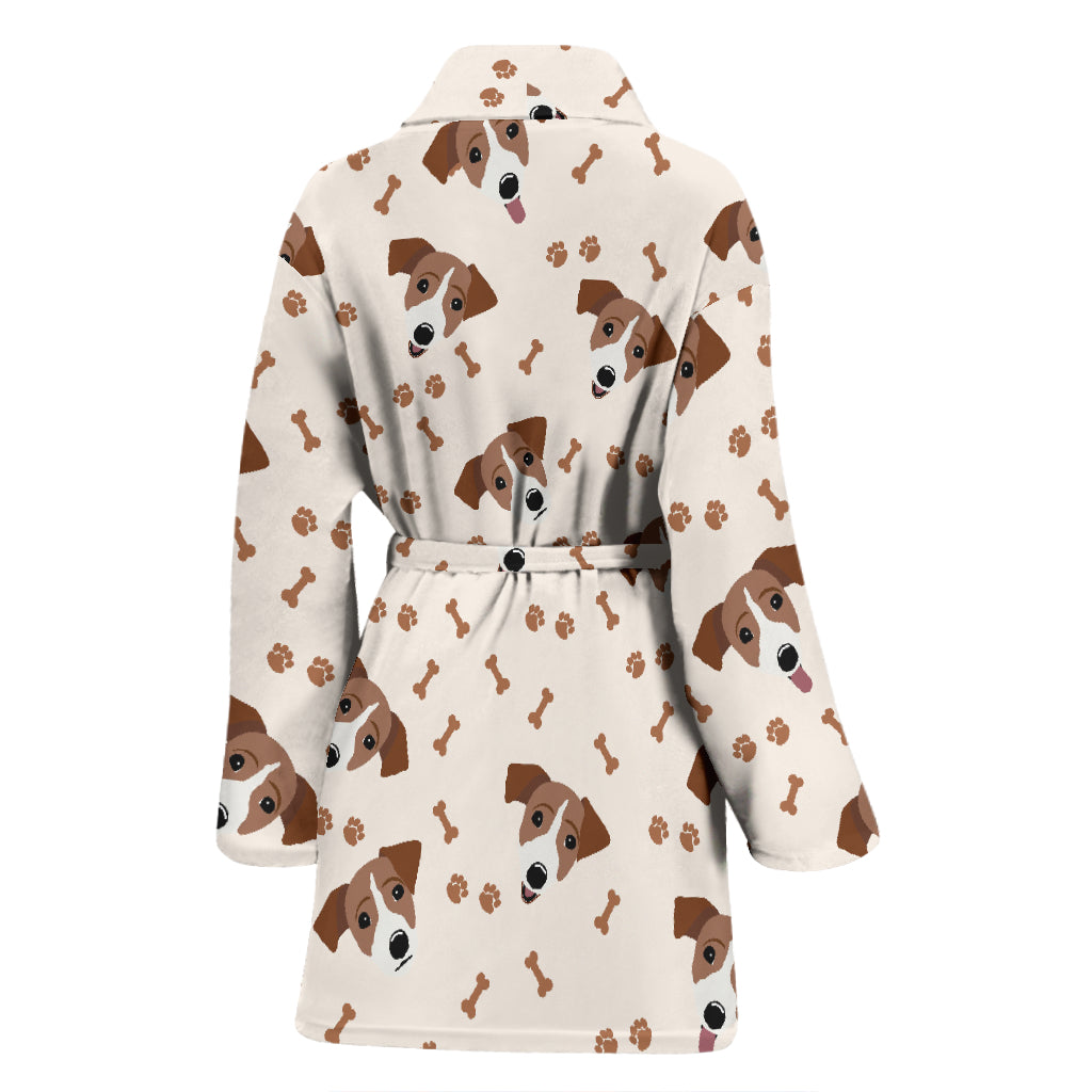 Russell Terriers Paw Print Design LKS303 Women Bathrobe