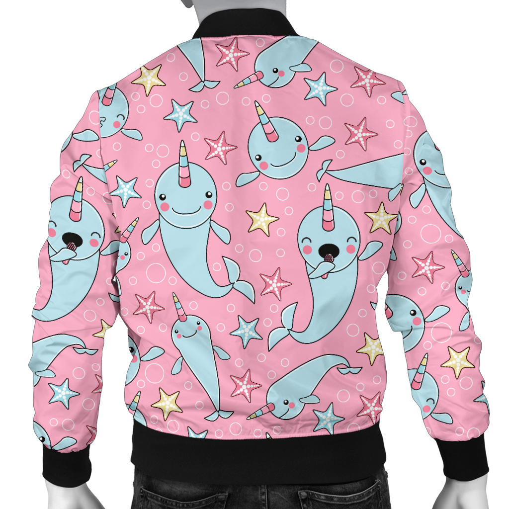 Narwhal Cartoon Cute Print Men Bomber Jacket