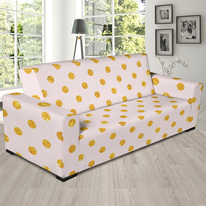 Polka Dot Gold Pink Pattern Print Design 01 Sofa Slipcover