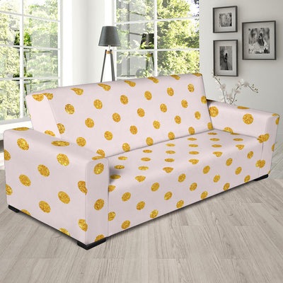 Polka Dot Gold Pink Pattern Print Design 01 Sofa Slipcover