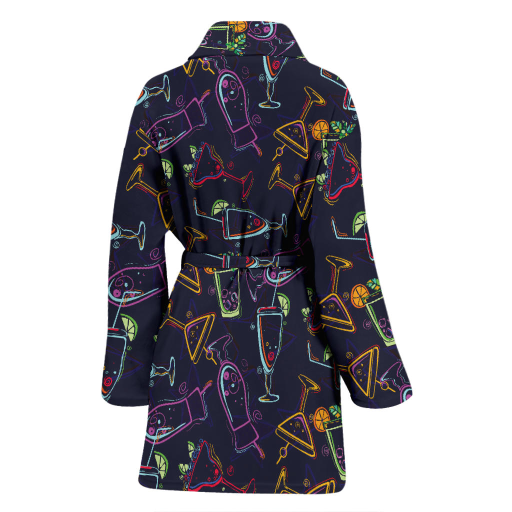 Cocktail Pattern Print Design 04 Women Bathrobe