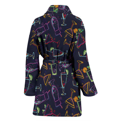 Cocktail Pattern Print Design 04 Women Bathrobe