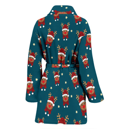Reindeer Print Design LKS406 Women Bathrobe
