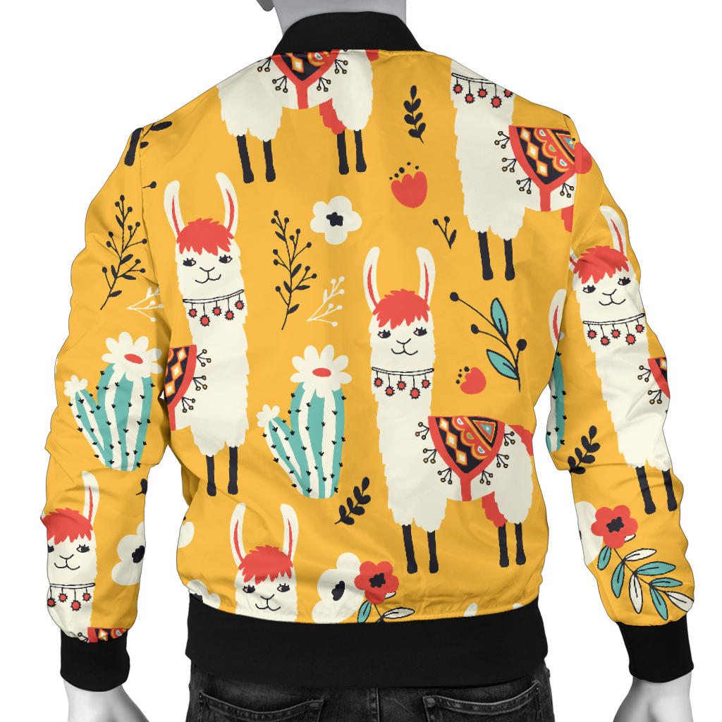 Llama Cute Themed Print Men Bomber Jacket