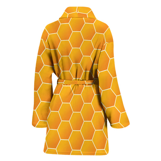 Honey Bee Honeycomb Print Design LKS3011 Women Bathrobe
