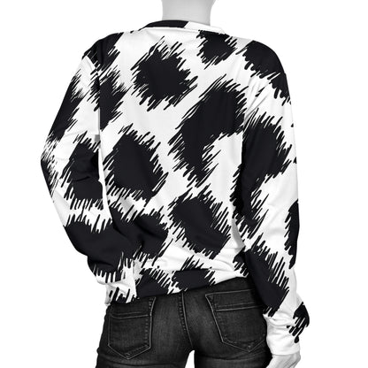 Cheetah Black Print Pattern Women Long Sleeve Sweatshirt