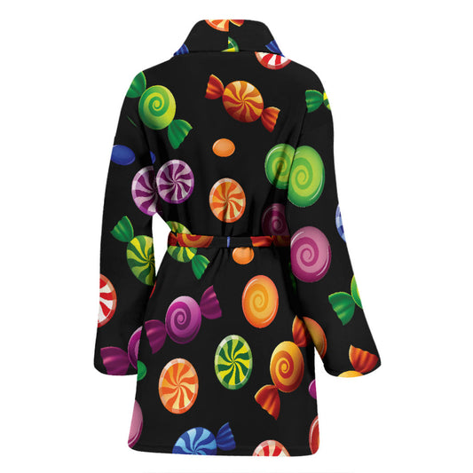 Candy Pattern Print Design 01 Women Bathrobe
