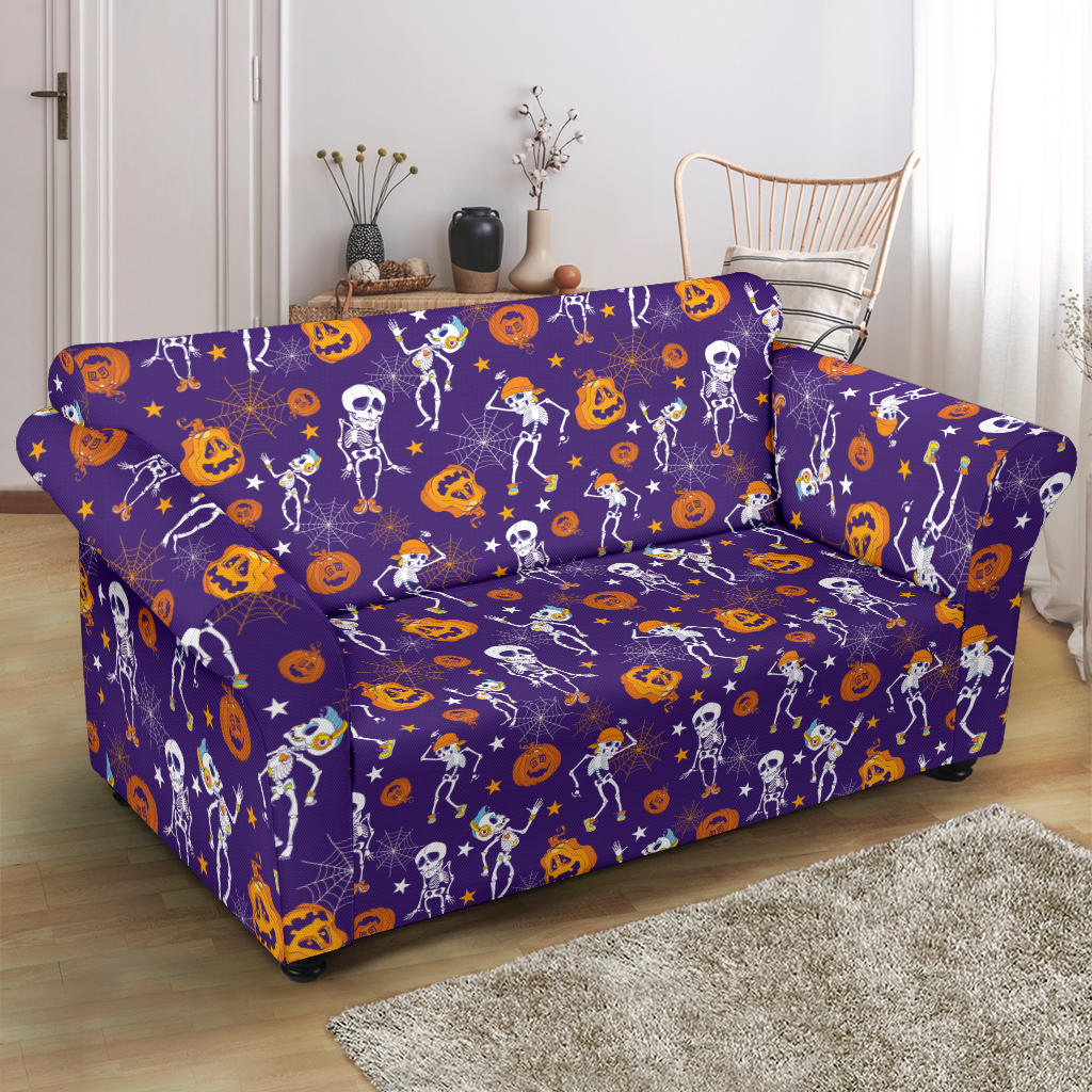 Skeleton Halloween Dance Print Design LKS304 Loveseat Couch Slipcover