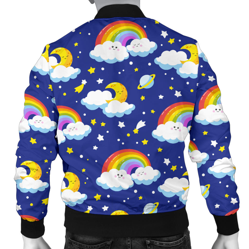 Rainbow Space Design Print Men Bomber Jacket