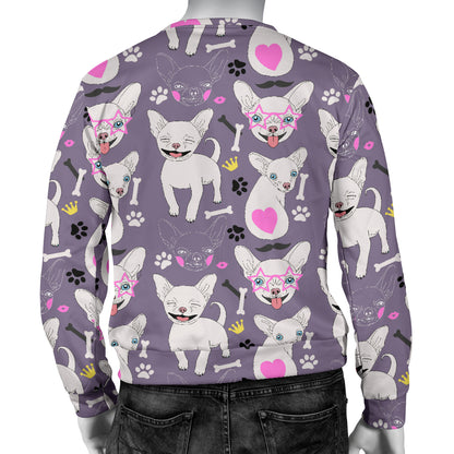 Chihuahua Happy Pattern Men Long Sleeve Sweatshirt