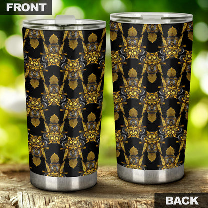 Steampunk Gold Owl Design Themed Print Tumbler