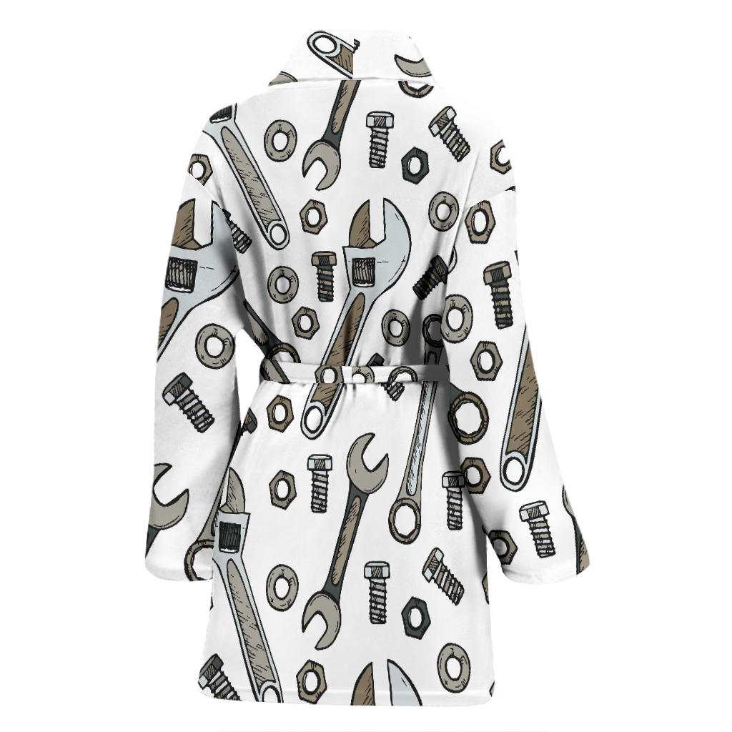 Mechanic Pattern Print Design 03 Women Bathrobe