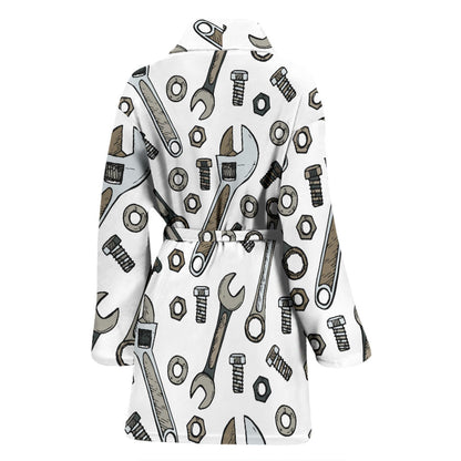 Mechanic Pattern Print Design 03 Women Bathrobe