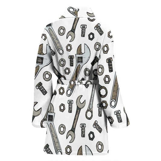Mechanic Pattern Print Design 03 Women Bathrobe