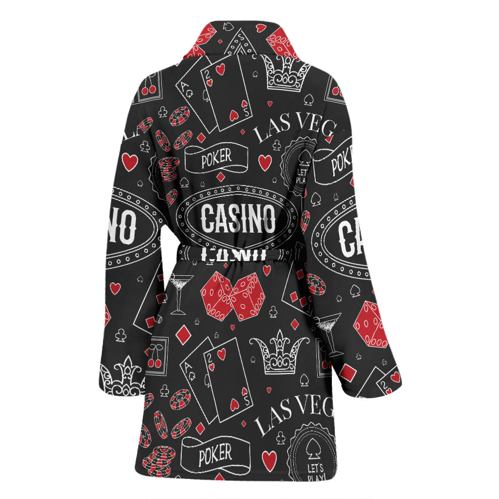 Casino Pattern Print Design 04 Women Bathrobe