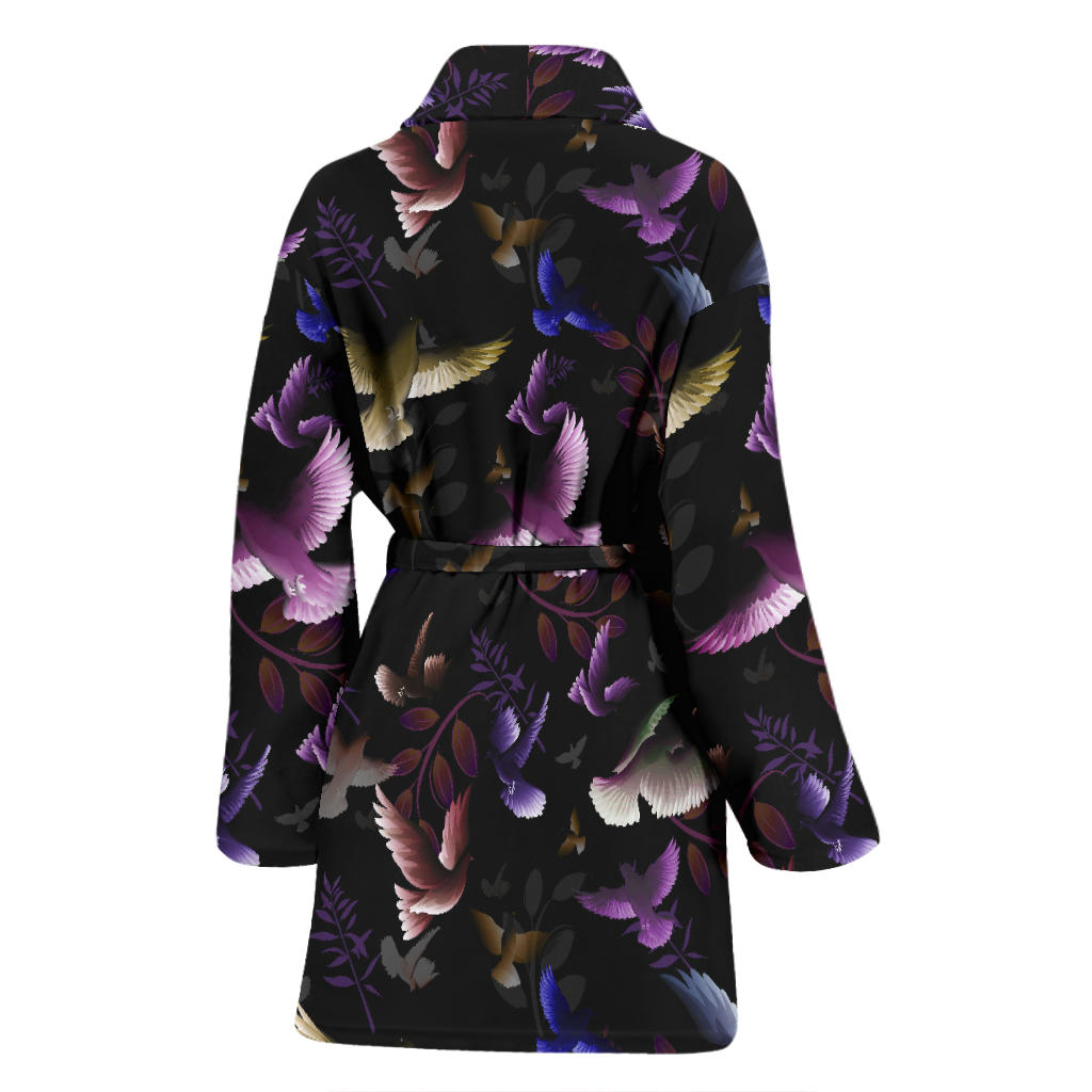 Pigeon Pattern Print Design 01 Women Bathrobe