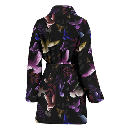 Pigeon Pattern Print Design 01 Women Bathrobe