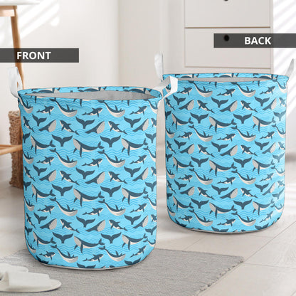 Whale Pattern Design Themed Print Laundry Basket