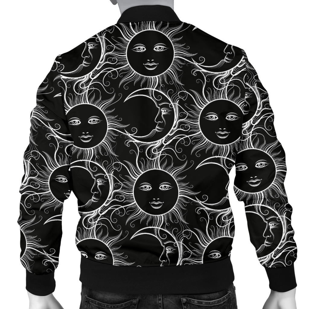 Sun Moon White Design Themed Print Men Bomber Jacket