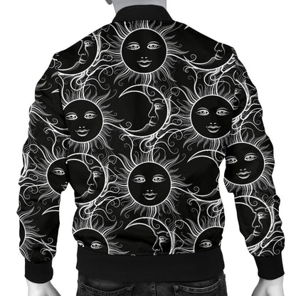Sun Moon White Design Themed Print Men Bomber Jacket