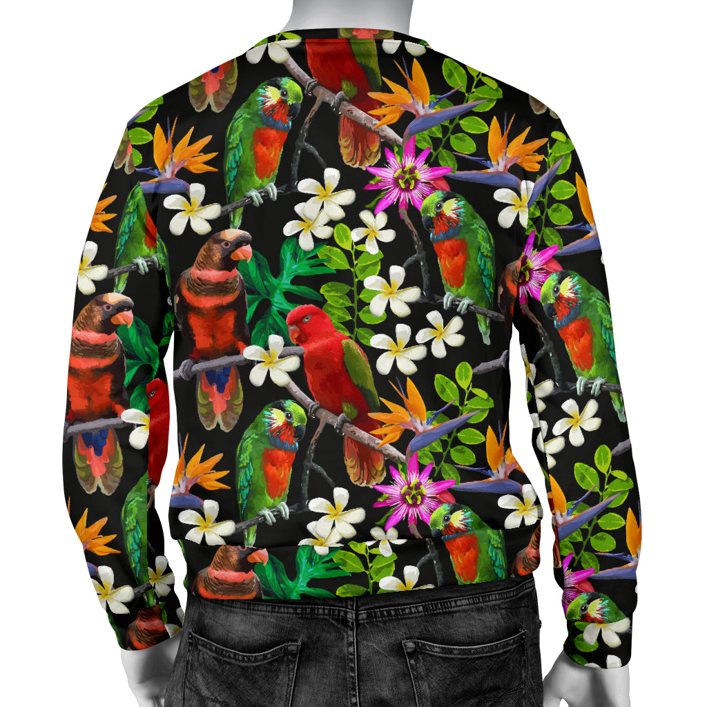 Parrot Design Print Men Long Sleeve Sweatshirt